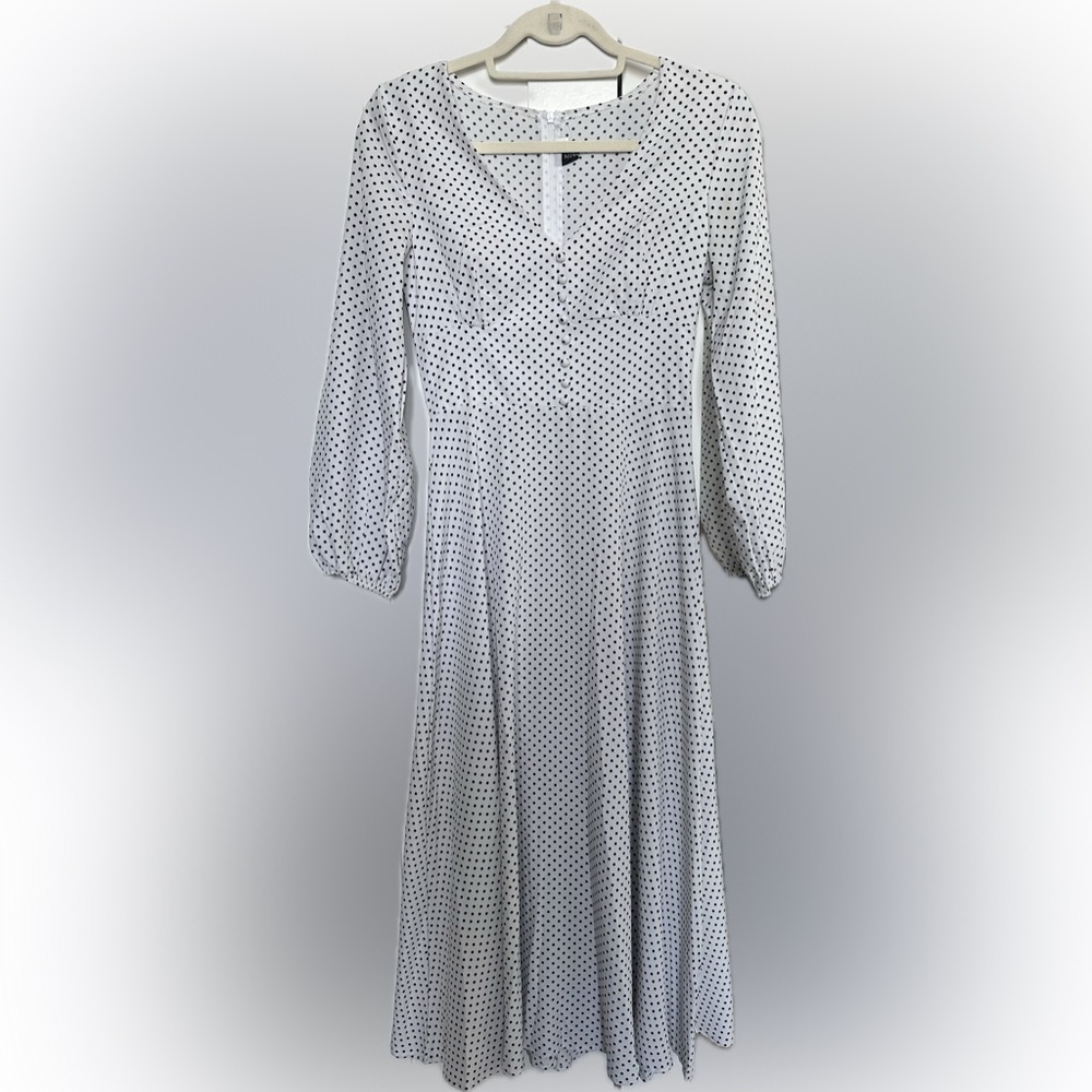 White w black polka dot dress